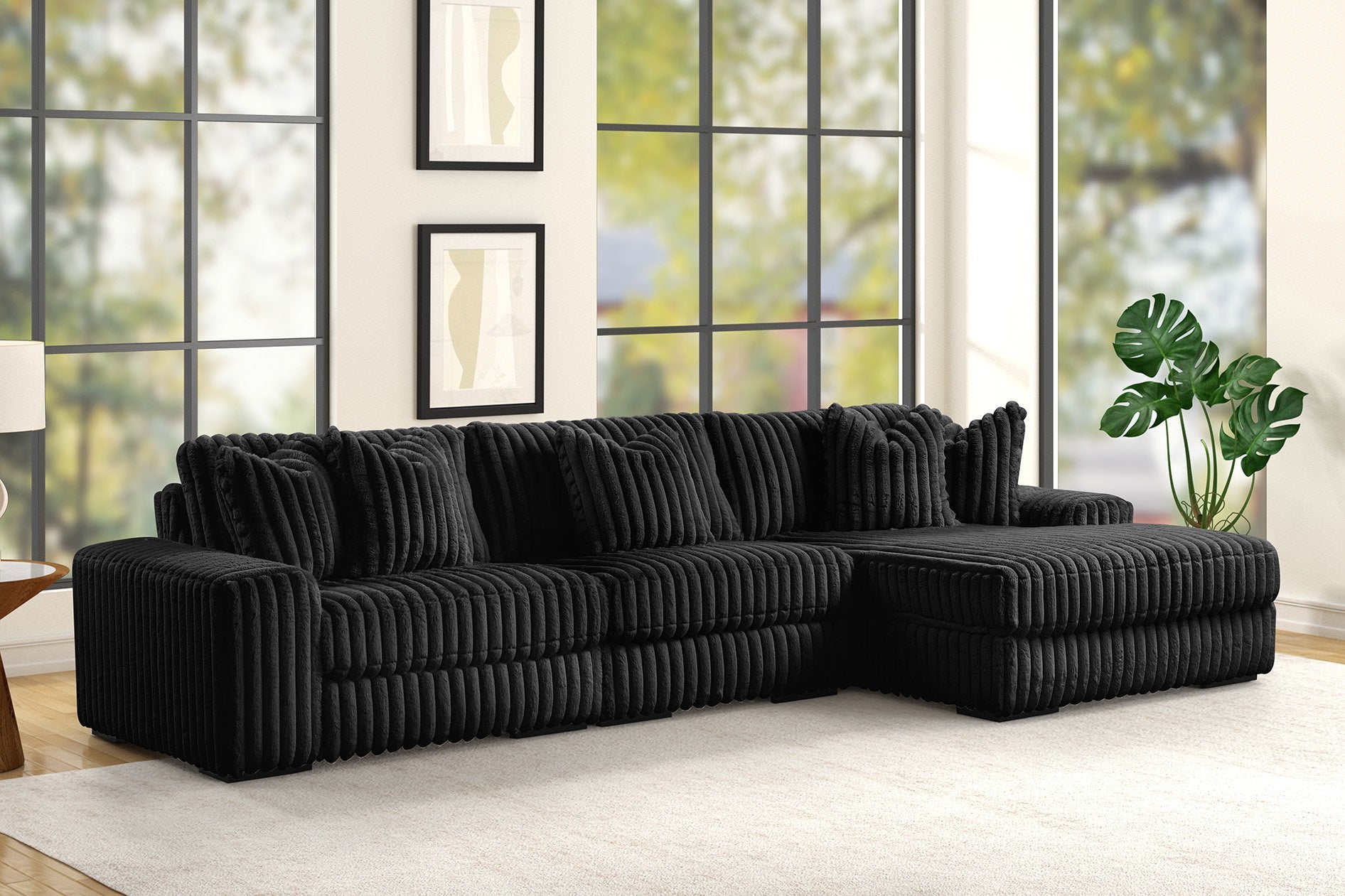 Happy Homes Sunday Black 3-Piece RAF Sectional – Luna Furniture
