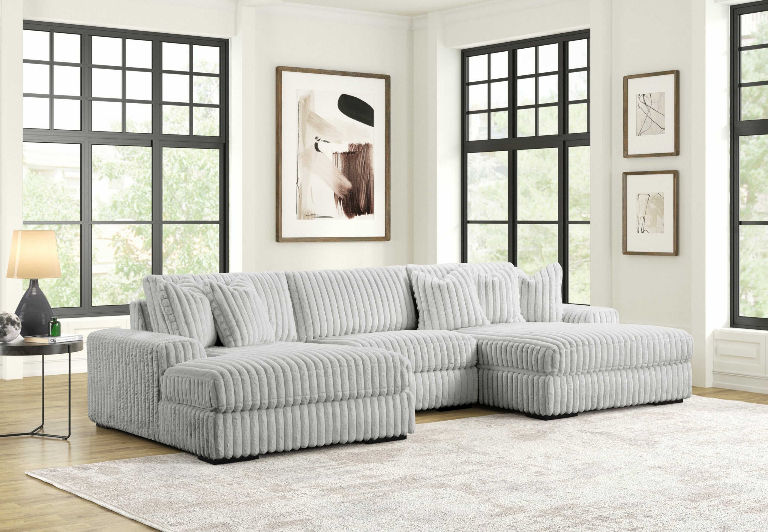 Happy Homes Sunday Beige 3-Piece Double Chaise Sectional – Luna