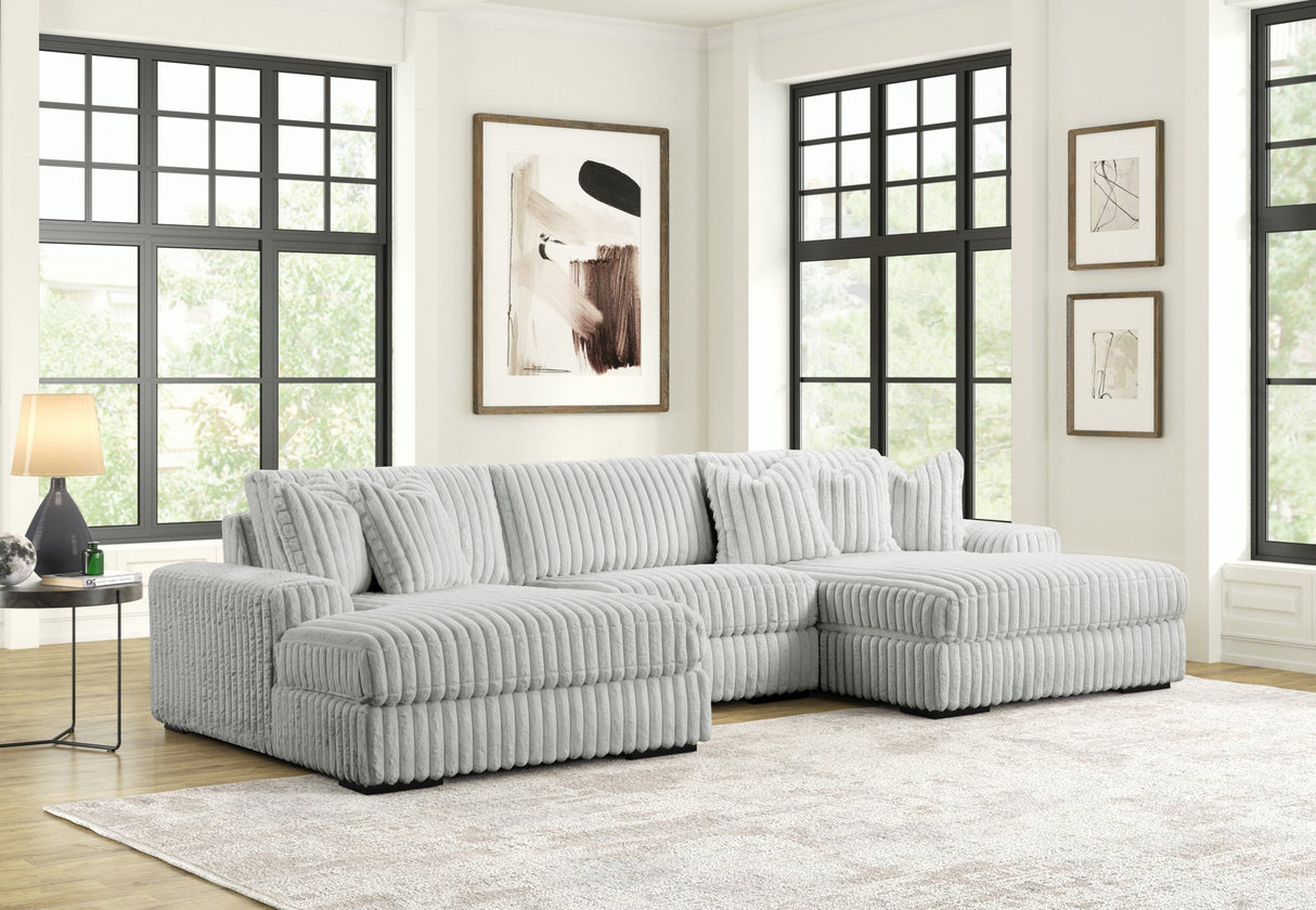 Sunday Gray 3-Piece Double Chaise Sectional from Happy Homes - Luna Furniture