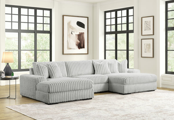 Sunday Gray 3-Piece Double Chaise Sectional