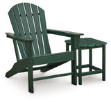 Sundown Shores Adirondack Chair with End table in Green from Ashley Furniture - Luna Furniture