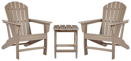 Sundown Treasure 2 Outdoor Chairs with End Table in Driftwood from Ashley - Luna Furniture