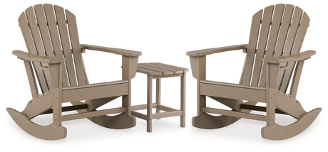 Sundown Treasure 2 Outdoor Chairs with End Table in Driftwood from Ashley - Luna Furniture