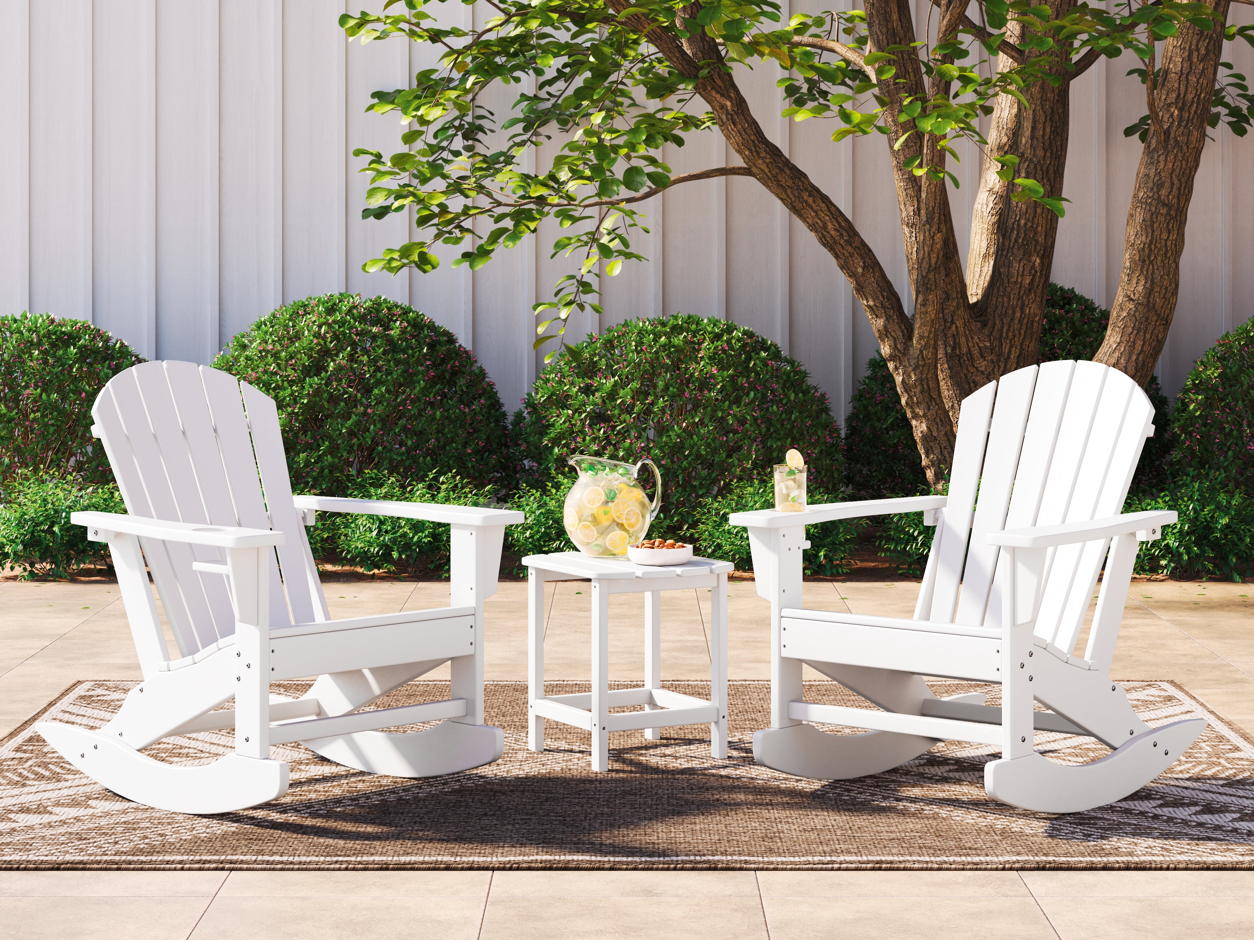 Sundown Treasure 2 Outdoor Chairs with End Table in White – Luna