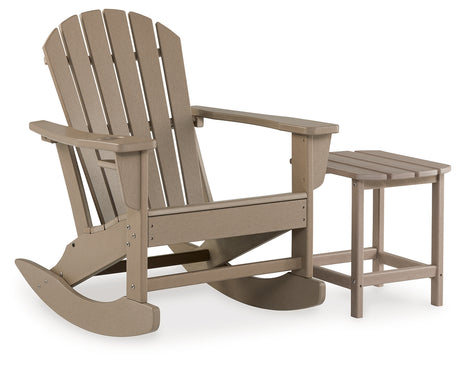 Sundown Treasure Outdoor Chair with End Table in Driftwood from Ashley - Luna Furniture
