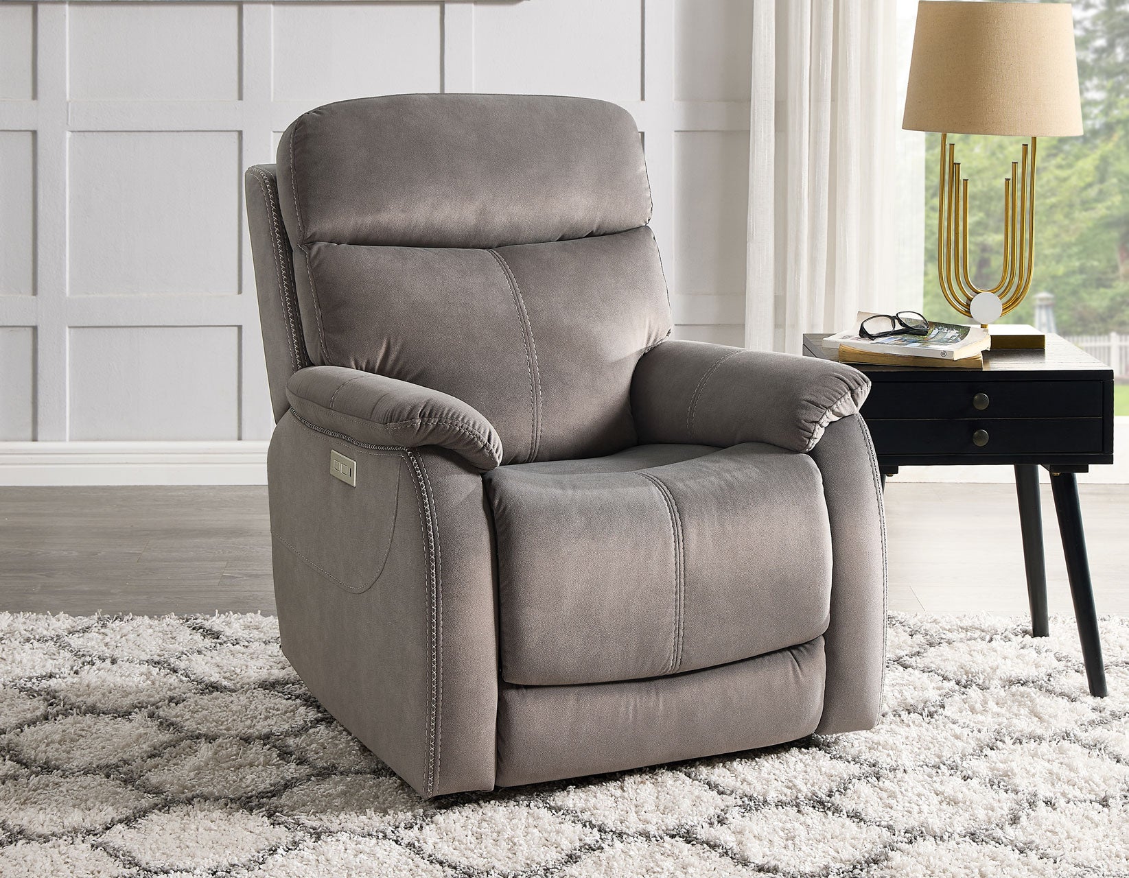 Surrey Taupe Vegan Leather Power Recliner – Luna Furniture