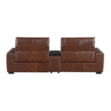 Sutton Brown Leather Power Double Reclining Loveseat with Center Console from Homelegance - Luna Furniture