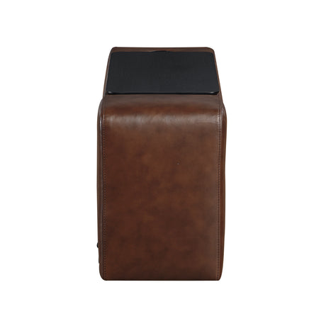 Sutton Brown Leather Power Double Reclining Loveseat with Center Console from Homelegance - Luna Furniture