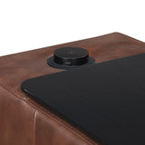 Sutton Brown Leather Power Double Reclining Loveseat with Center Console from Homelegance - Luna Furniture