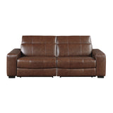 Sutton Brown Leather Power Double Reclining Loveseat with Power Headrests and Charging Ports from Homelegance - Luna Furniture