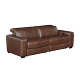 Sutton Brown Leather Power Double Reclining Loveseat with Power Headrests and Charging Ports from Homelegance - Luna Furniture