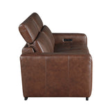 Sutton Brown Leather Power Double Reclining Loveseat with Power Headrests and Charging Ports from Homelegance - Luna Furniture