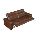 Sutton Brown Leather Power Double Reclining Loveseat with Power Headrests and Charging Ports from Homelegance - Luna Furniture