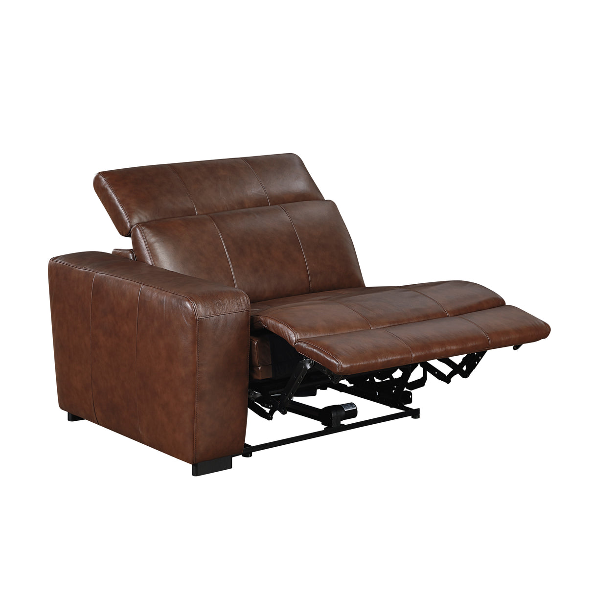 Sutton Brown Leather Power Double Reclining Loveseat with Power Headrests and Charging Ports from Homelegance - Luna Furniture