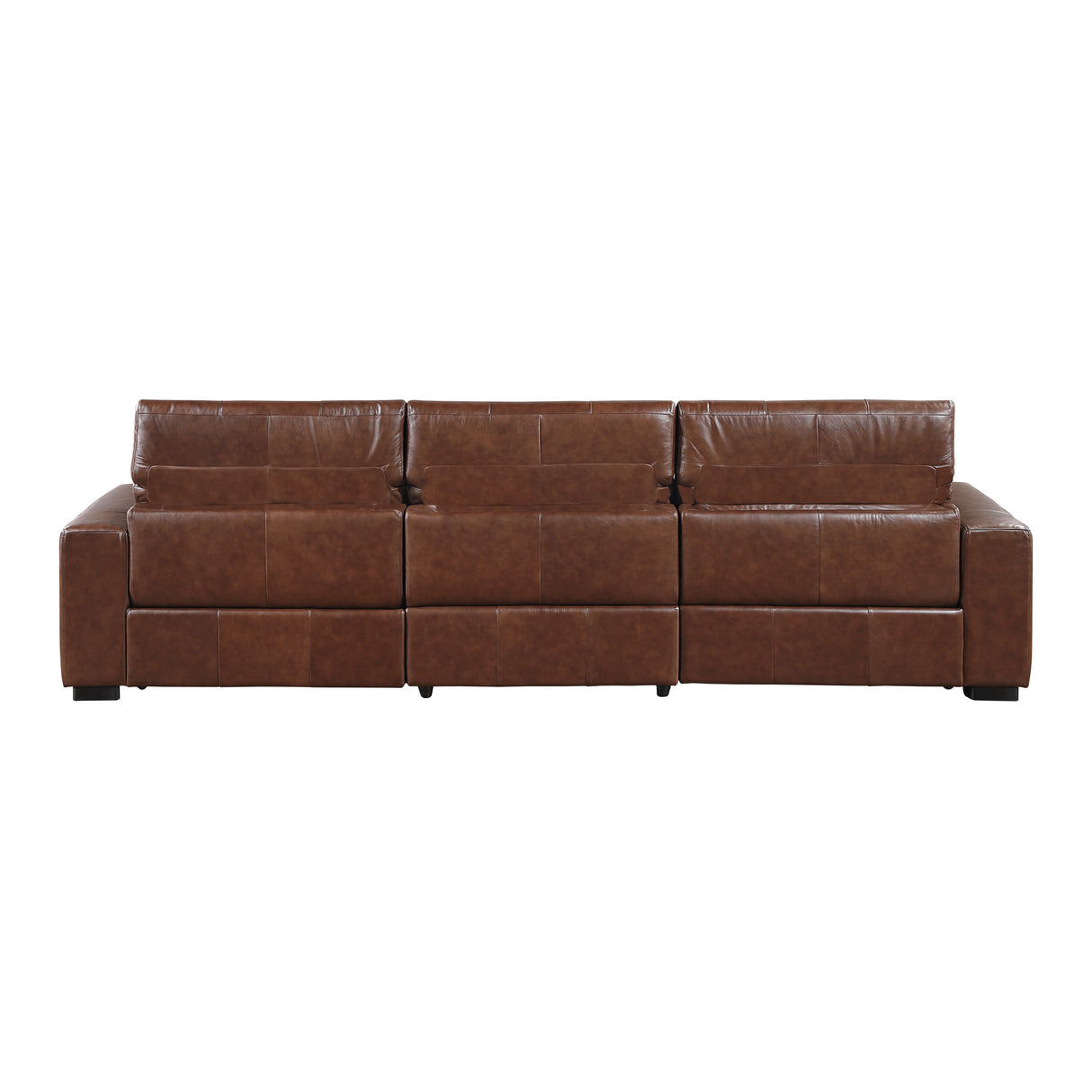 Sutton Brown Leather Power Double Reclining Sofa with Power Headrests and Charging Ports from Homelegance - Luna Furniture