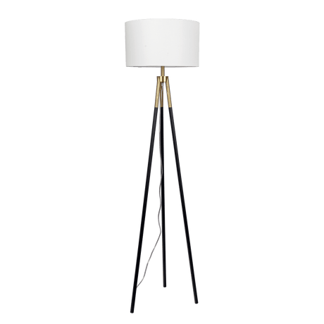 Sway Brassed Gold Floor Lamp with On/Off Switch Triple Legs White Fabric Shade from Midinmod - Luna Furniture