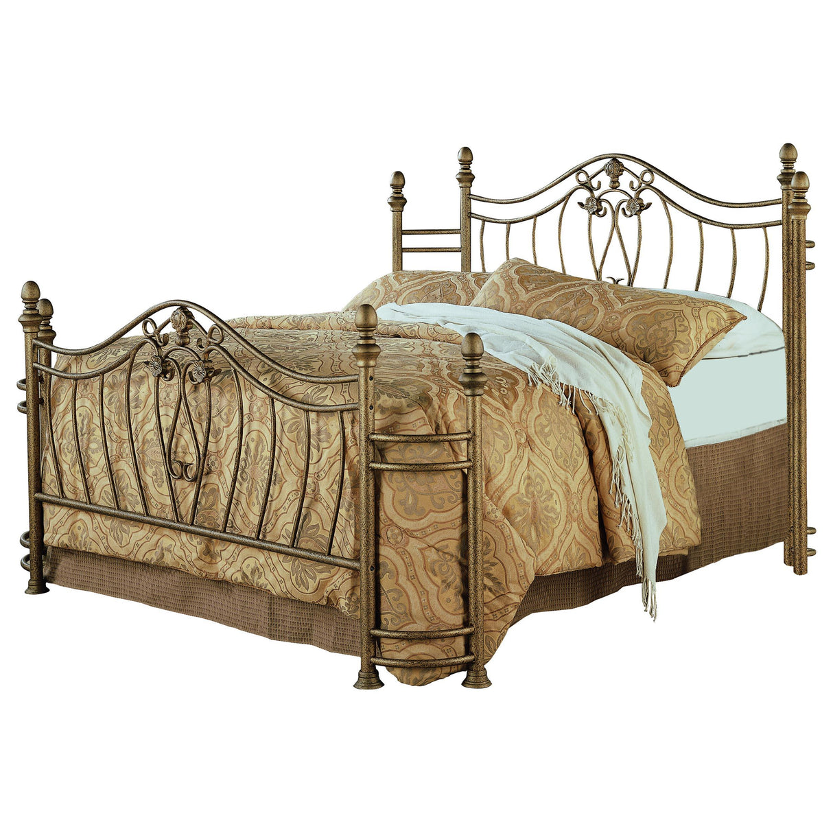 Sydney Brushed Gold Metal Eastern King Open Frame Bed from Coaster - Luna Furniture