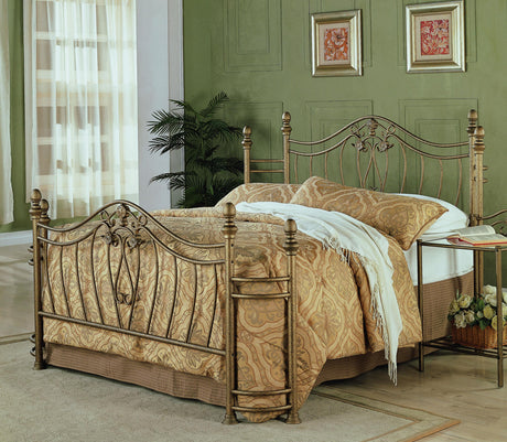 Sydney Brushed Gold Metal Eastern King Open Frame Bed from Coaster - Luna Furniture