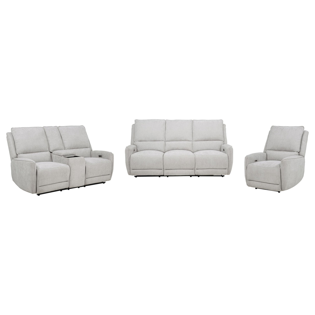 Sylmar Dove Gray 3-Piece Chenille Power Reclining Living Room Set from Coaster - Luna Furniture