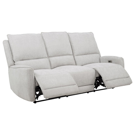Sylmar Dove Gray Chenille Upholstered Power Reclining Sofa from Coaster - Luna Furniture