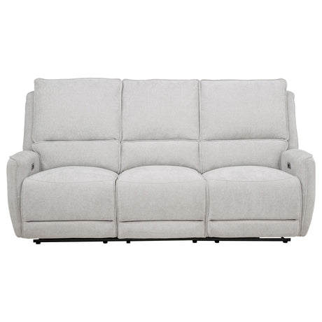 Sylmar Dove Gray Chenille Upholstered Power Reclining Sofa from Coaster - Luna Furniture