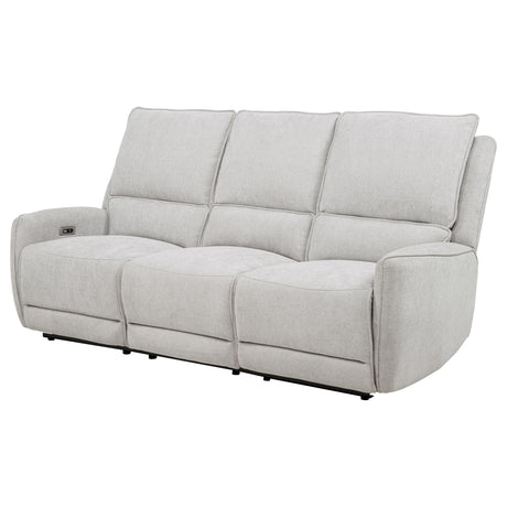 Sylmar Dove Gray Chenille Upholstered Power Reclining Sofa from Coaster - Luna Furniture