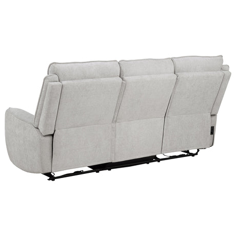 Sylmar Dove Gray Chenille Upholstered Power Reclining Sofa from Coaster - Luna Furniture