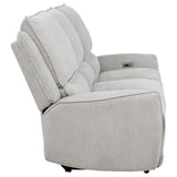 Sylmar Dove Gray Chenille Upholstered Power Reclining Sofa from Coaster - Luna Furniture