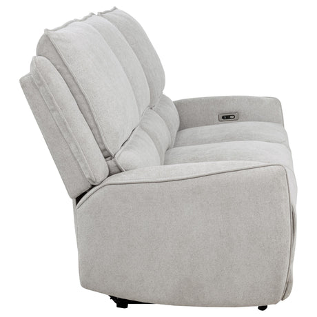 Sylmar Dove Gray Chenille Upholstered Power Reclining Sofa from Coaster - Luna Furniture