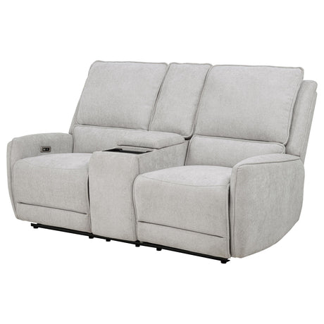 Sylmar Gray Chenille Upholstered Power Reclining Loveseat from Coaster - Luna Furniture