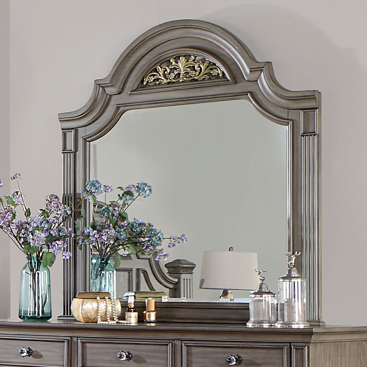 Syracuse Gray Mirror (Mirror Only) from Furniture of America - Luna Furniture