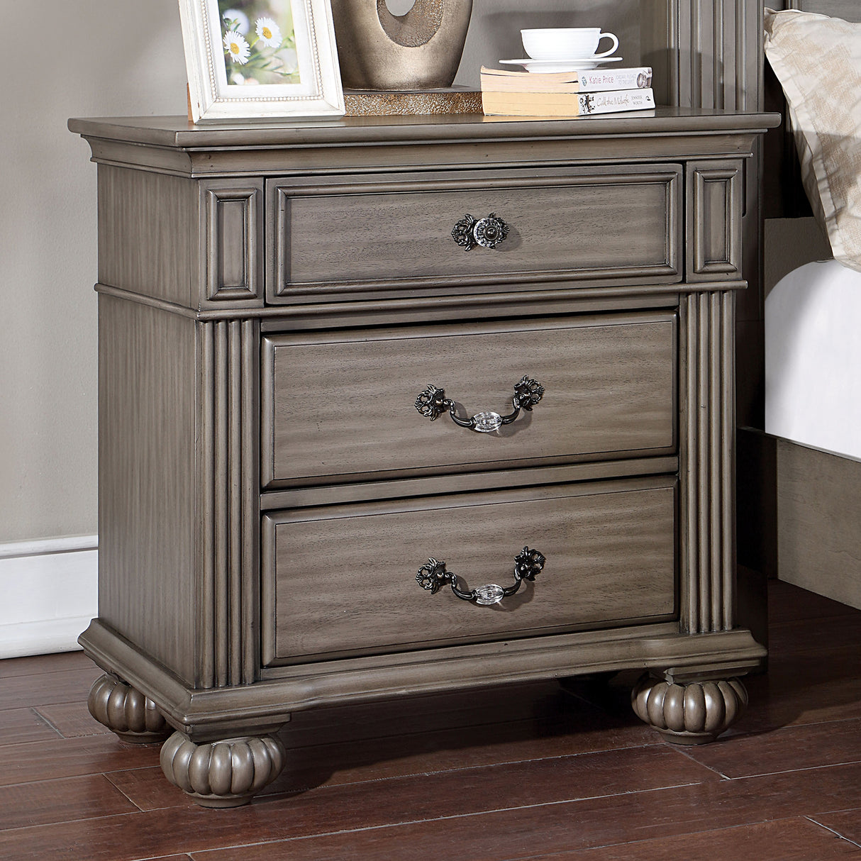 Syracuse Gray Night Stand from Furniture of America - Luna Furniture