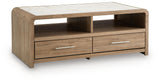 Dovander White/Natural Coffee Table from Ashley - Luna Furniture