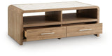 Dovander White/Natural Coffee Table from Ashley - Luna Furniture