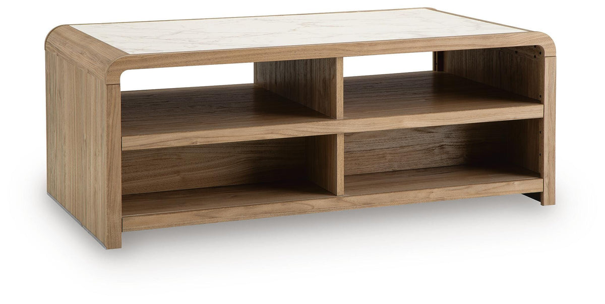 Dovander White/Natural Coffee Table from Ashley - Luna Furniture