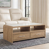 Dovander White/Natural Coffee Table from Ashley - Luna Furniture