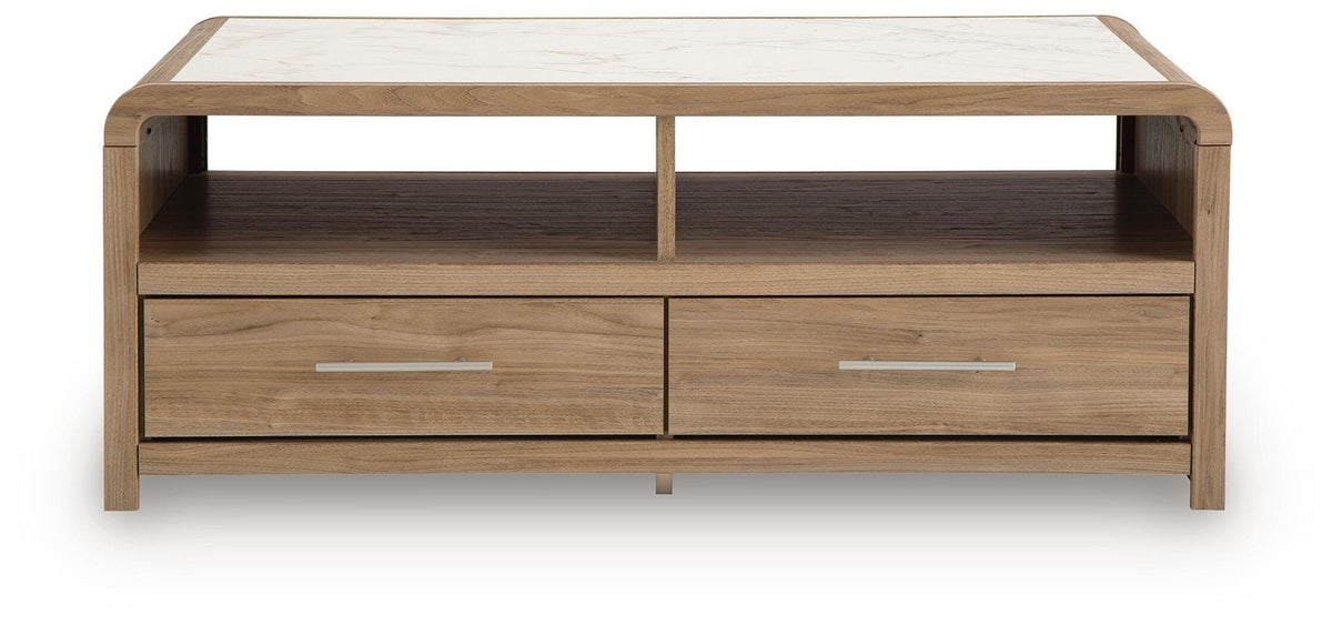 Dovander White/Natural Coffee Table from Ashley - Luna Furniture