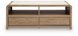 Dovander White/Natural Coffee Table from Ashley - Luna Furniture