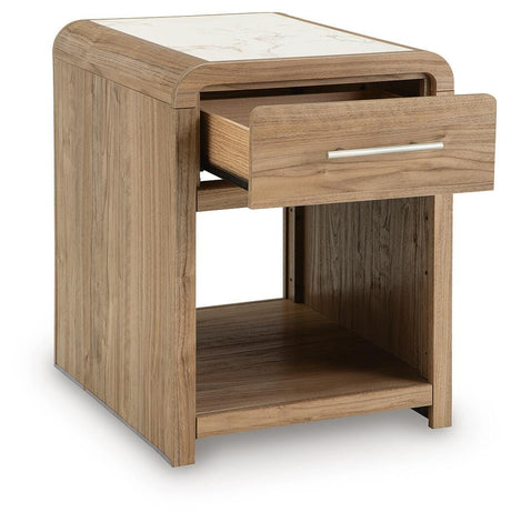 Dovander White/Natural Rectangular End Table from Ashley - Luna Furniture