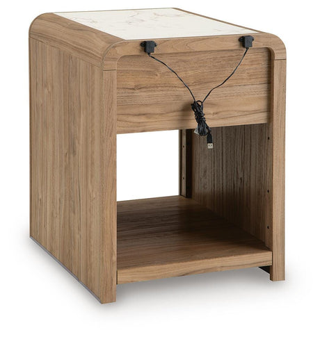 Dovander White/Natural Rectangular End Table from Ashley - Luna Furniture