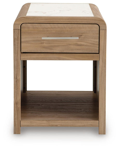 Dovander White/Natural Rectangular End Table from Ashley - Luna Furniture
