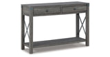 Freedan Grayish Brown Lift-top Coffee Table, 2 End Tables and Console from Ashley Furniture - Luna Furniture