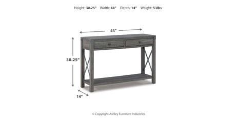 Freedan Grayish Brown Sofa/Console Table from Ashley - Luna Furniture