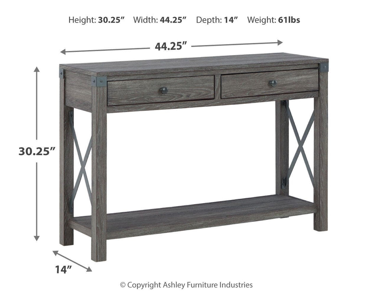 Freedan Grayish Brown Sofa/Console Table from Ashley Furniture - Luna Furniture