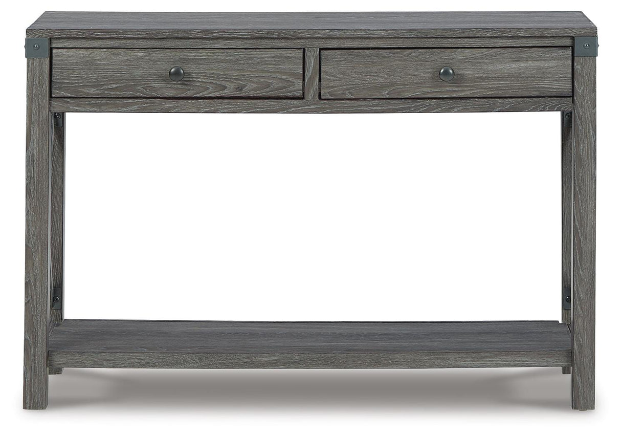 Freedan Grayish Brown Sofa/Console Table from Ashley Furniture - Luna Furniture