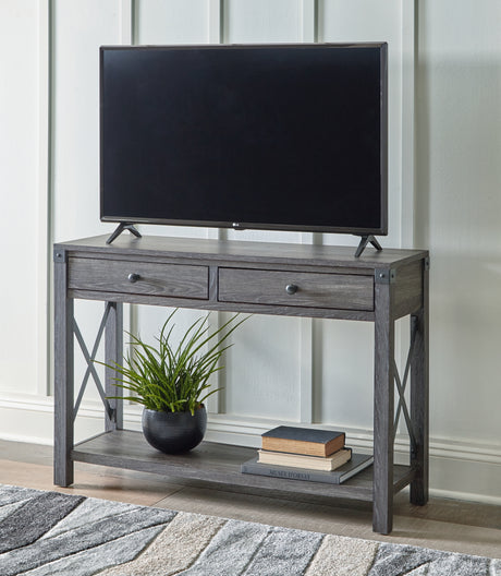 Freedan Grayish Brown Sofa/Console Table from Ashley - Luna Furniture