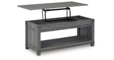 Freedan Grayish Brown Lift-top Coffee Table, 2 End Tables and Console from Ashley Furniture - Luna Furniture