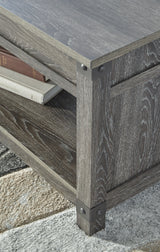 Freedan Grayish Brown Lift-top Coffee Table, 2 End Tables and Console from Ashley - Luna Furniture