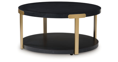 Shylore Black/Brass Finish Table (Set of 3) from Ashley - Luna Furniture