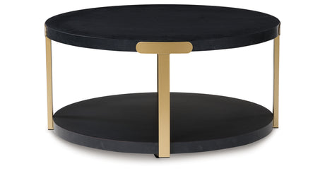 Shylore Black/Brass Finish Table (Set of 3) from Ashley - Luna Furniture